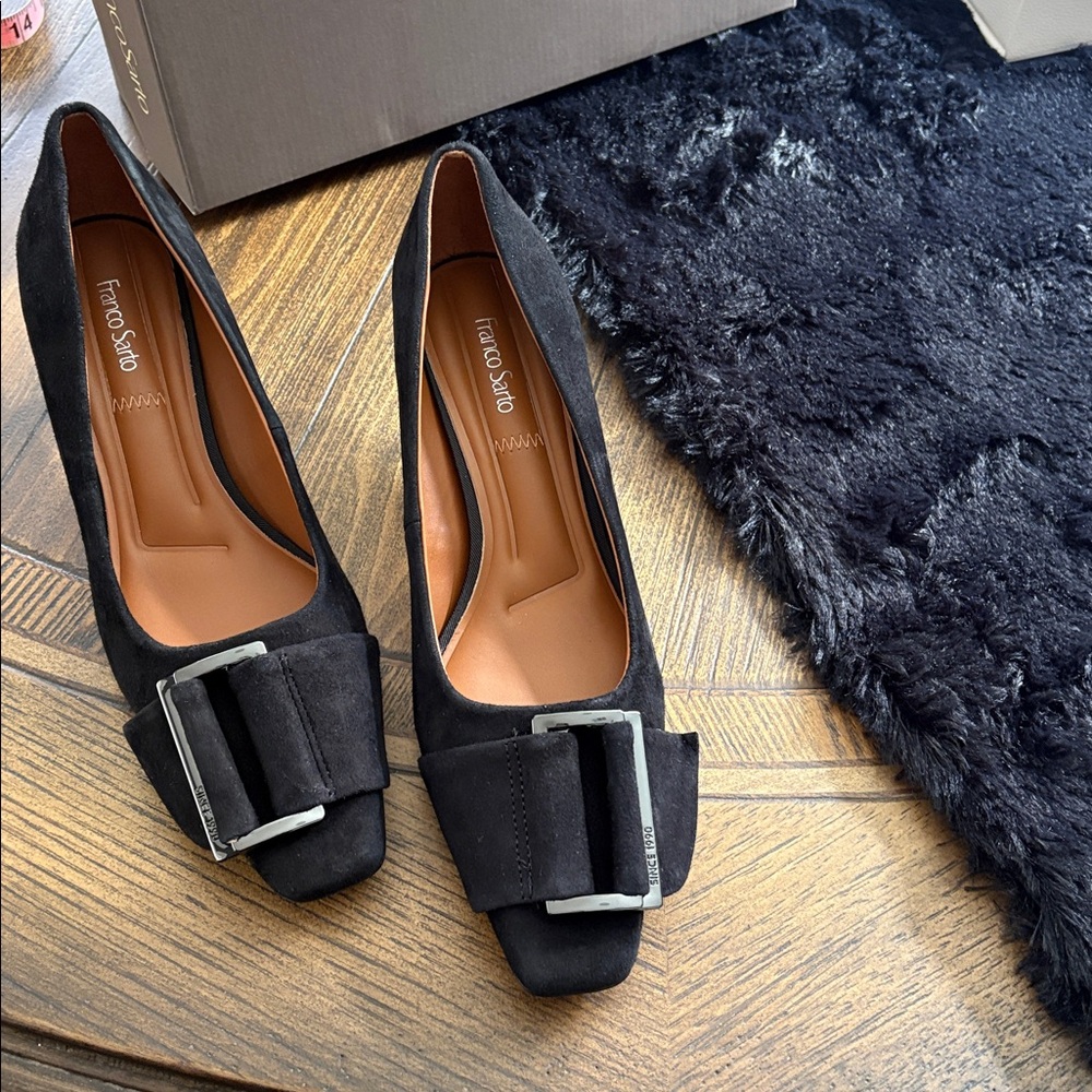 Franco Sarto L-Rainey Black Suede Pump 7 1/2 M NIB
